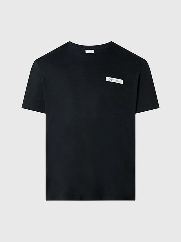 Black Calvin Klein Logo Men T-Shirt | HNXK-69538