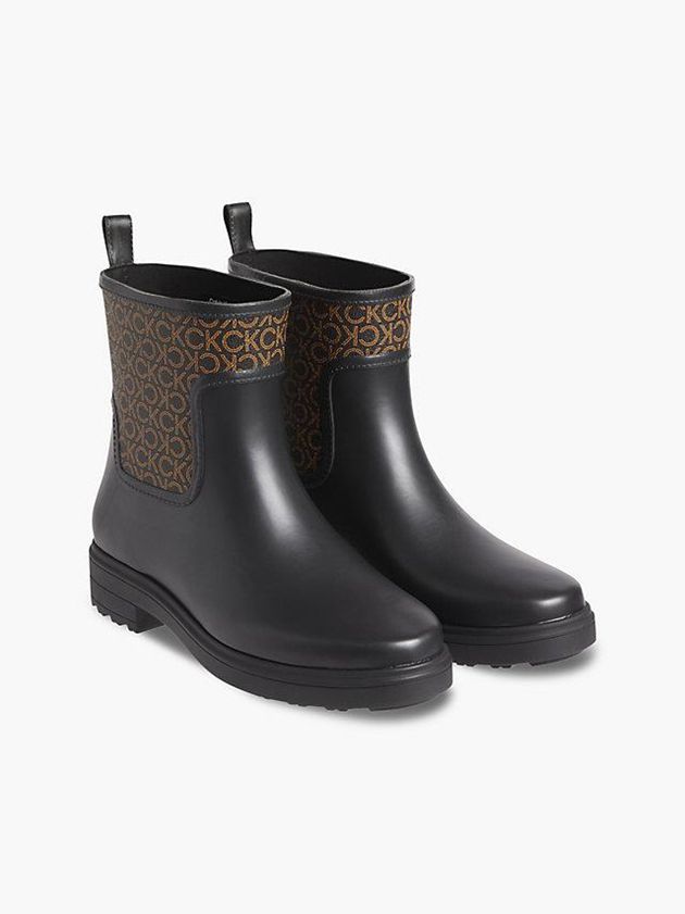 Black Calvin Klein Logo Rain Women Boots | HLDO-49781