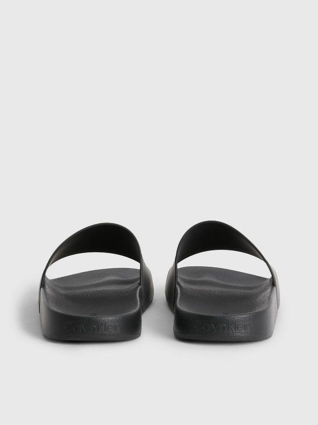 Black Calvin Klein Logo Sliders Men Slippers | EVCU-96814
