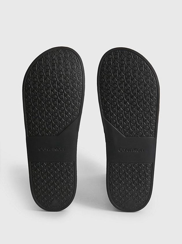Black Calvin Klein Logo Sliders Men Slippers | EVCU-96814
