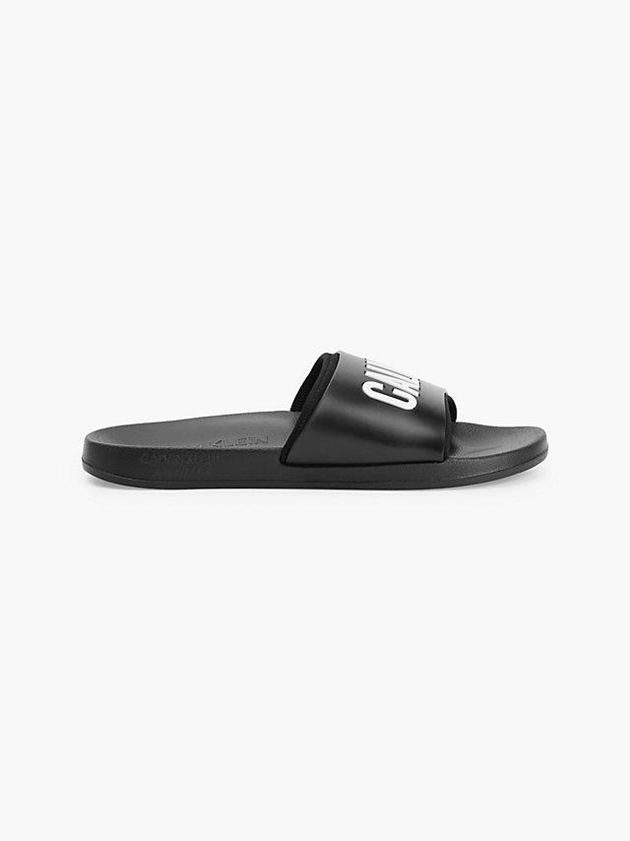 Black Calvin Klein Logo Sliders Men Slippers | BMCS-13608