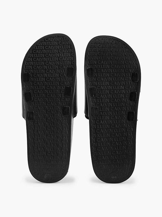 Black Calvin Klein Logo Sliders Men Slippers | BMCS-13608