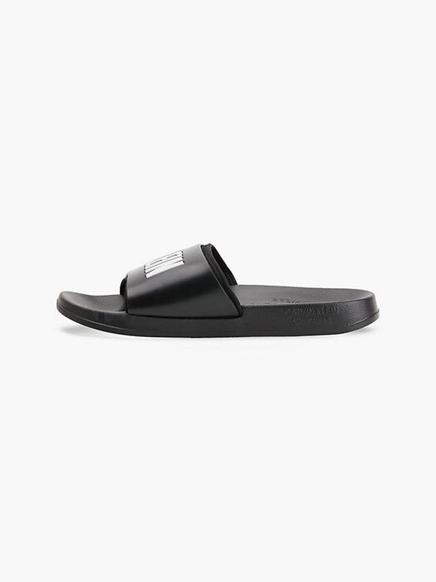 Black Calvin Klein Logo Sliders Men Slippers | BMCS-13608