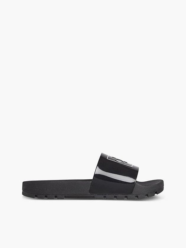 Black Calvin Klein Logo Sliders Women Slippers | NWIO-19256