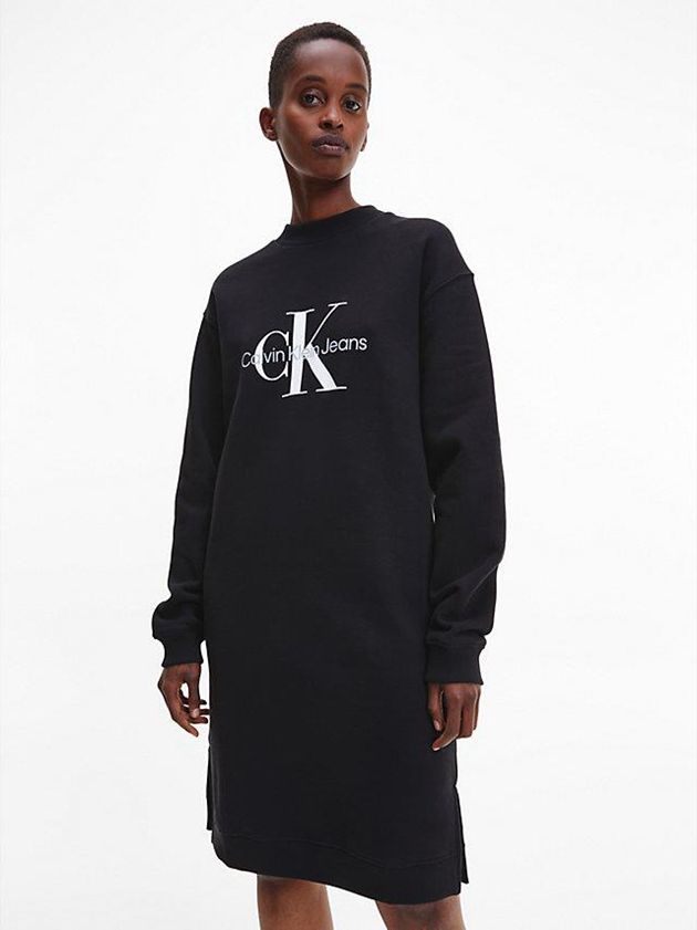 Black Calvin Klein Logo Sweatshirt Women Dress | JPND-47513