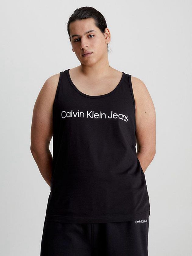 Black Calvin Klein Logo Tank Men Top | JDPM-86019