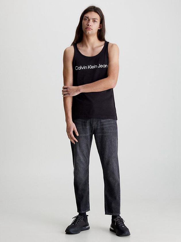 Black Calvin Klein Logo Tank Men Top | JDPM-86019