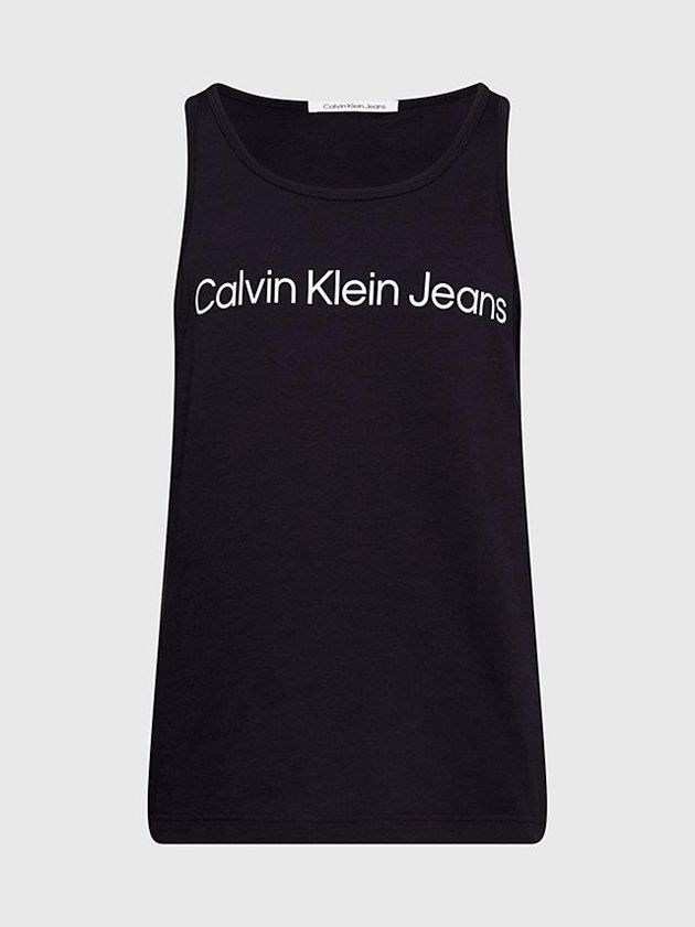 Black Calvin Klein Logo Tank Men Top | JDPM-86019