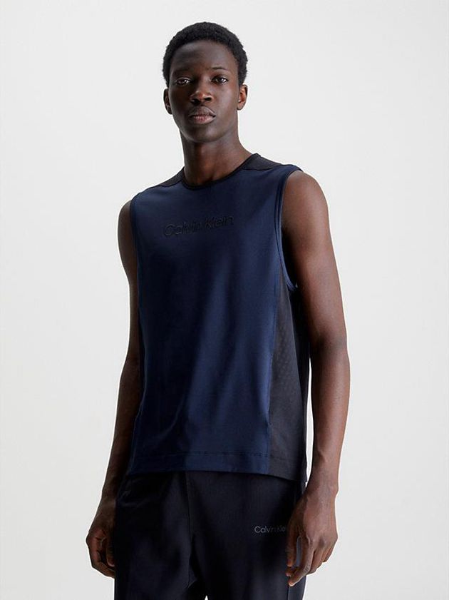 Black Calvin Klein Logo Tank Men Top | RQDA-62341