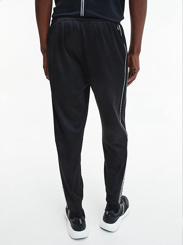 Black Calvin Klein Logo Tape Fleece Men Joggers | DLUF-87416