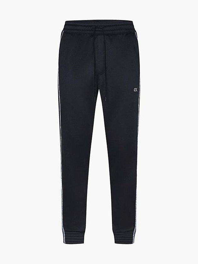 Black Calvin Klein Logo Tape Fleece Men Joggers | DLUF-87416