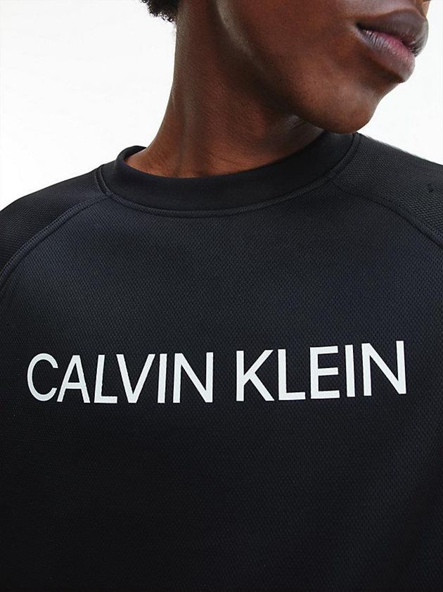 Black Calvin Klein Logo Tape Fleece Men Sweatshirt | HEMX-86374