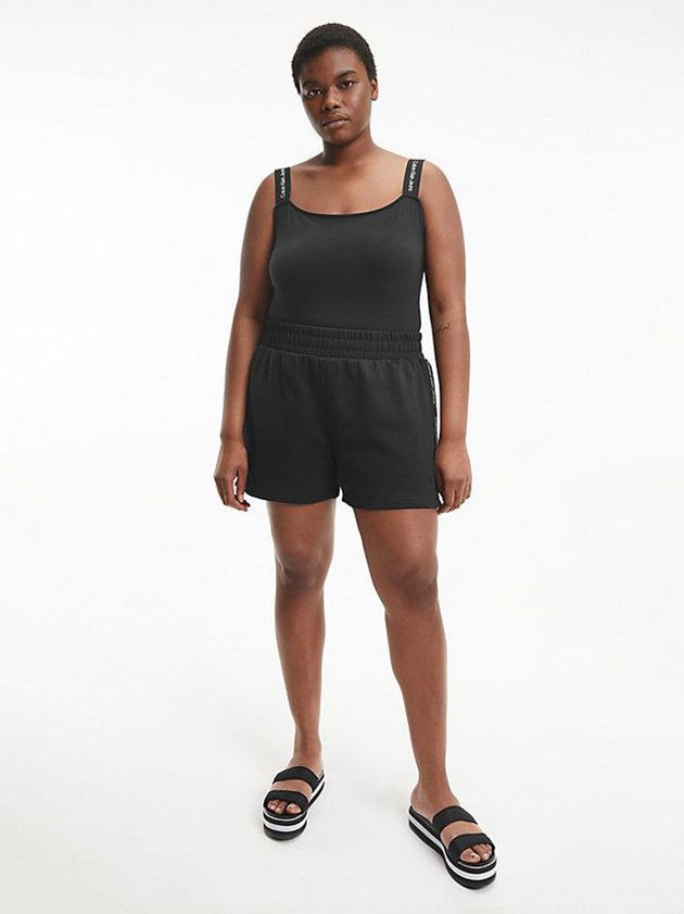 Black Calvin Klein Logo Tape Jogger Women Shorts | QJOC-57108