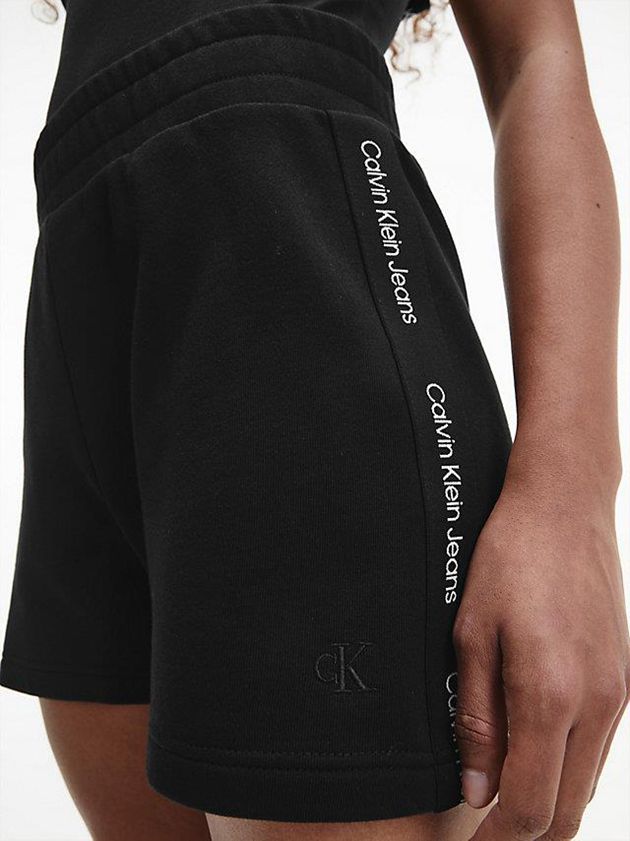 Black Calvin Klein Logo Tape Jogger Women Shorts | QJOC-57108