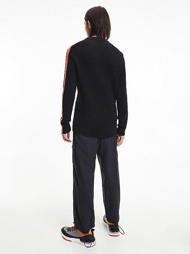 Black Calvin Klein Logo Tape Jumper Men Sweater | BOIV-19576