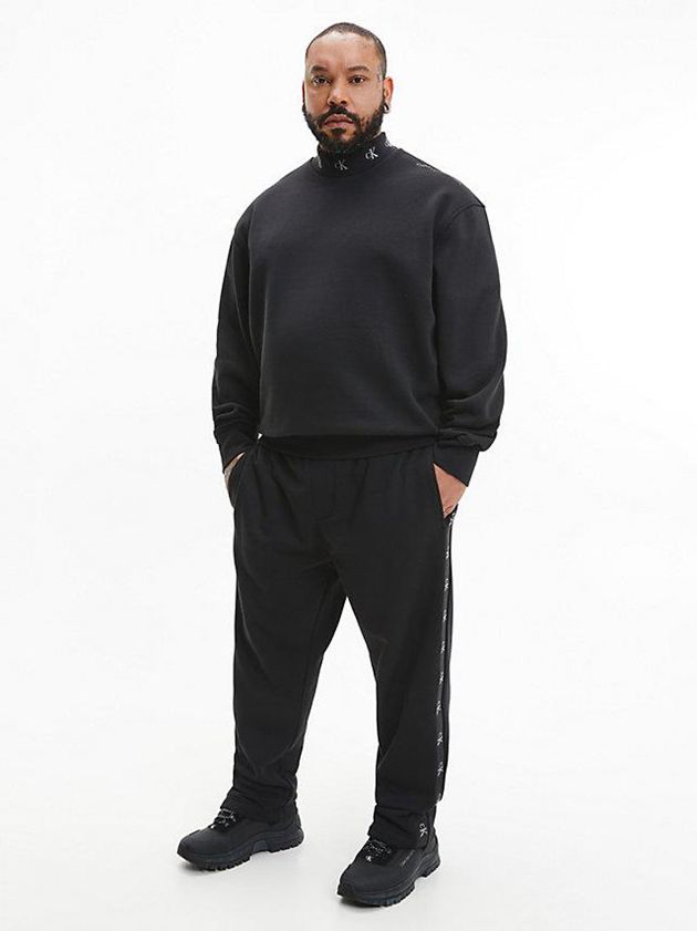 Black Calvin Klein Logo Tape Men Joggers | DYOZ-96087