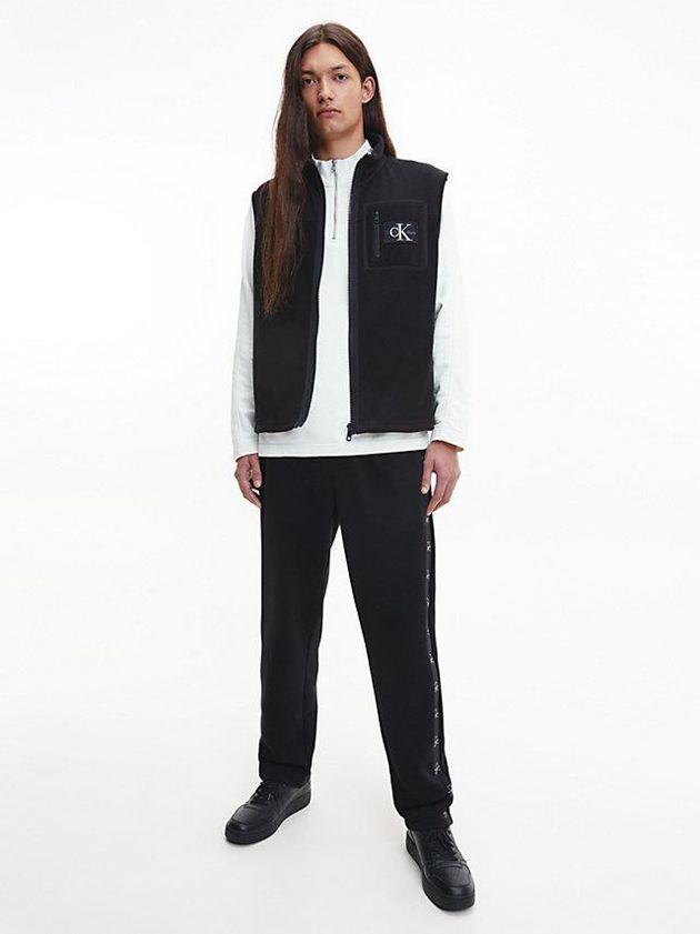 Black Calvin Klein Logo Tape Men Joggers | DYOZ-96087