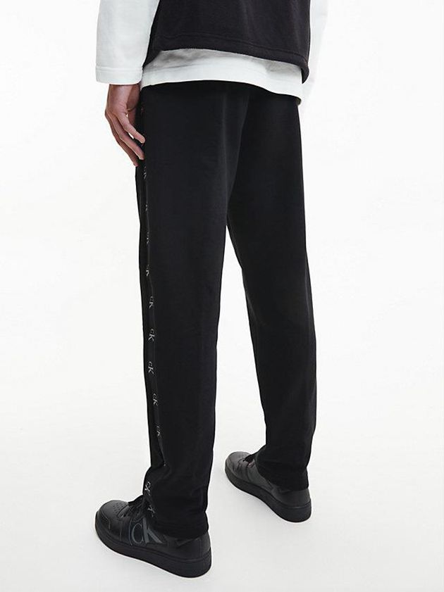 Black Calvin Klein Logo Tape Men Joggers | DYOZ-96087
