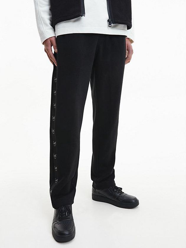 Black Calvin Klein Logo Tape Men Joggers | DYOZ-96087