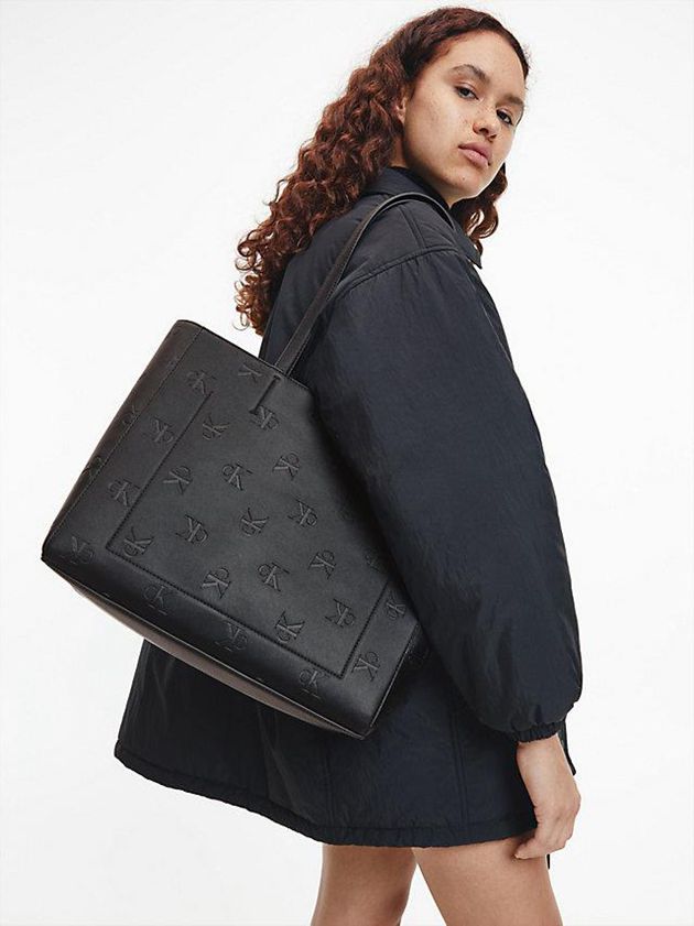 Black Calvin Klein Logo Tote Women Bags | TNSK-96528