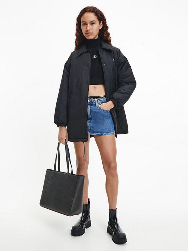 Black Calvin Klein Logo Tote Women Bags | TNSK-96528