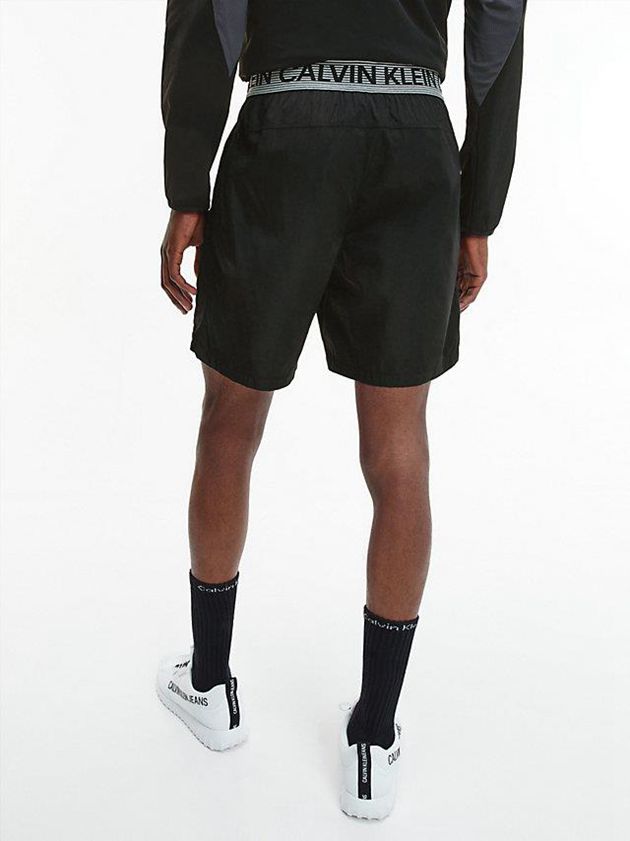 Black Calvin Klein Logo Waistband Gym Men Shorts | RYJW-43590