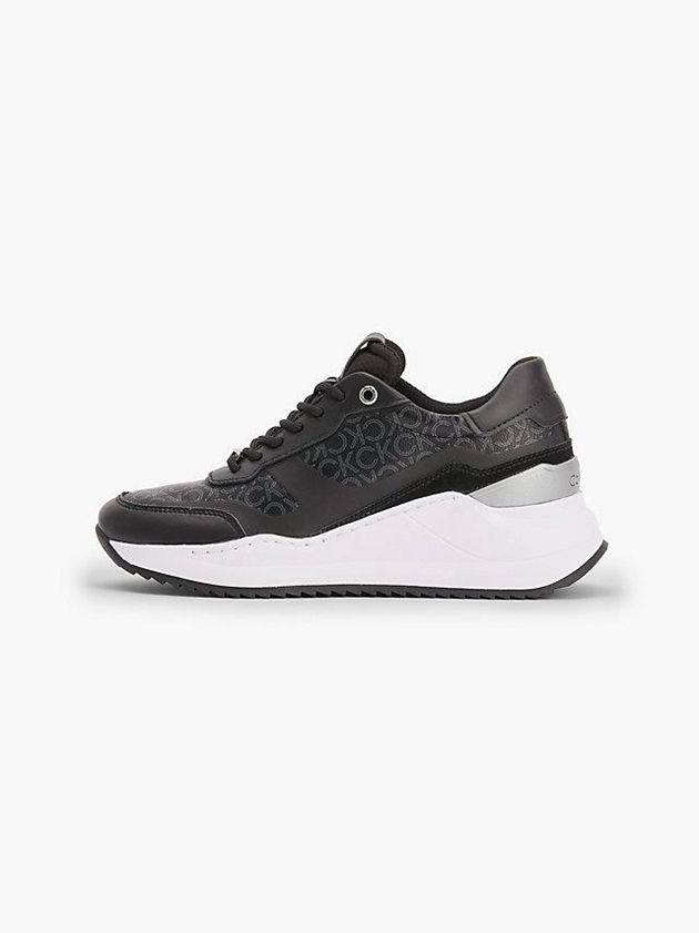 Black Calvin Klein Logo Wedge Women Sneakers | UBOJ-78496