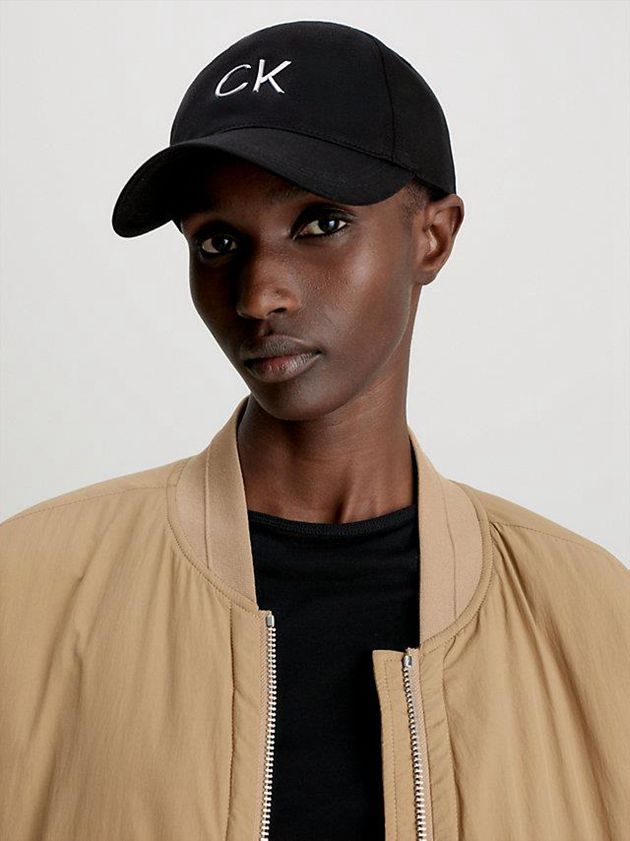 Black Calvin Klein Logo Women Cap | VXDW-31702