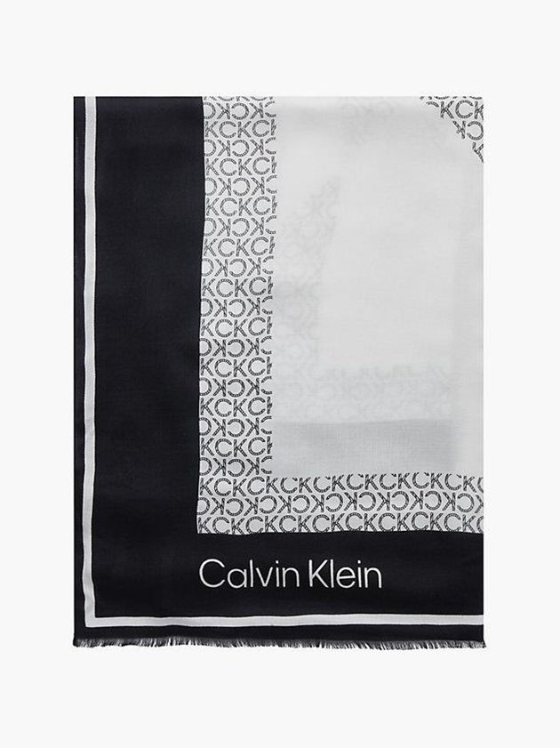 Black Calvin Klein Logo Women Scarf | RFMQ-13468