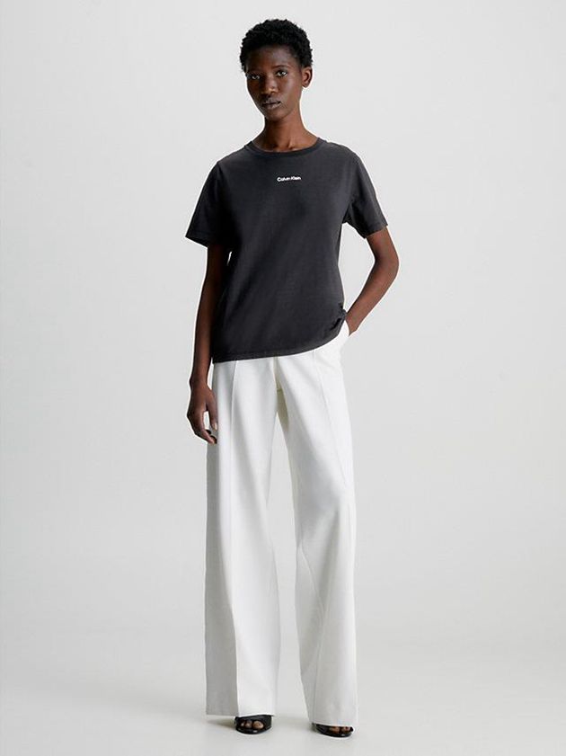 Black Calvin Klein Logo Women T-Shirt | ABLX-05187