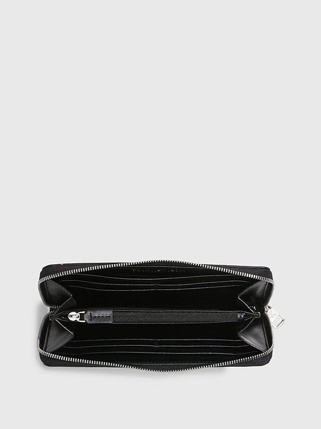 Black Calvin Klein Logo Zip Around Women Wallet | AYVO-53860