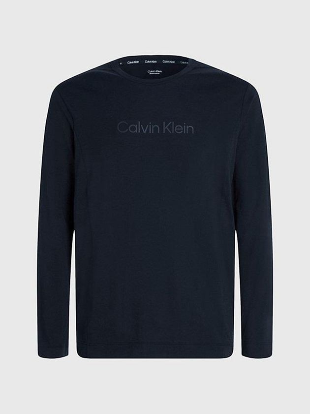 Black Calvin Klein Long Sleeve Gym Men T-Shirt | EFTR-34270