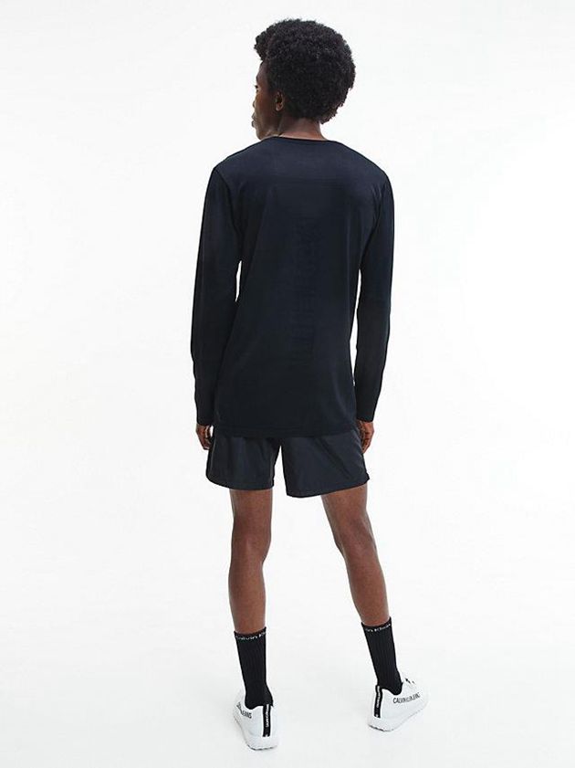 Black Calvin Klein Long Sleeve Gym Men T-Shirt | ZTYL-87194