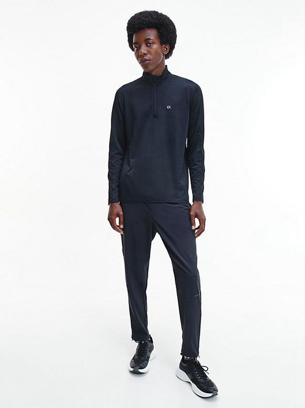 Black Calvin Klein Long Sleeve Gym Men T-Shirt | FVTM-92187