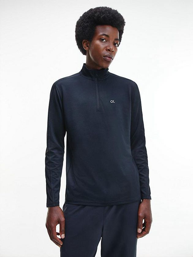 Black Calvin Klein Long Sleeve Gym Men T-Shirt | FVTM-92187