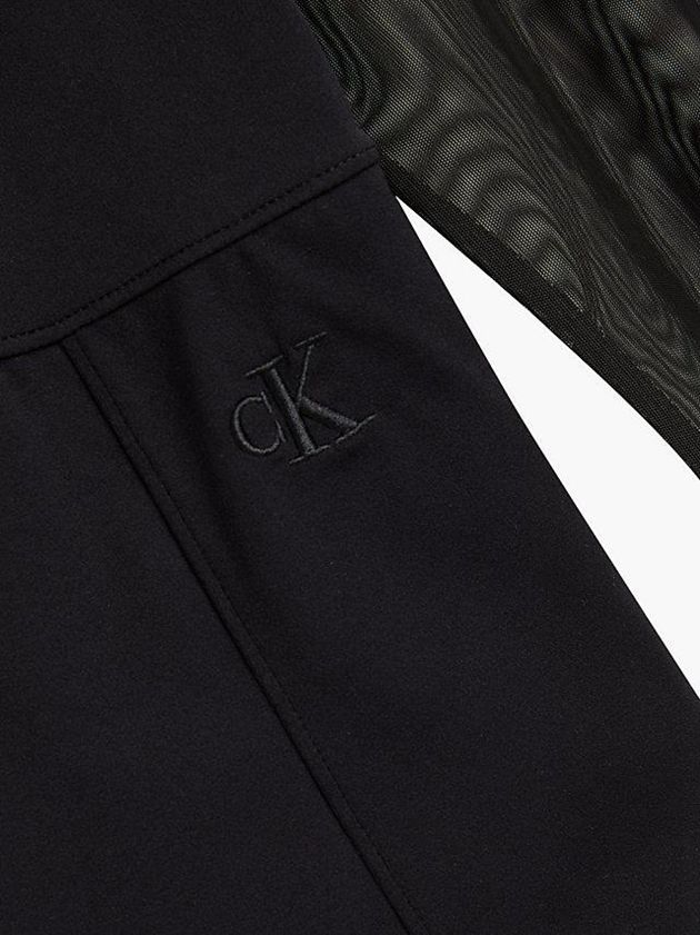 Black Calvin Klein Long Sleeve Mesh Women Bodysuit | VXMP-03741