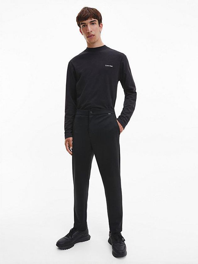 Black Calvin Klein Long Sleeve Mock Neck Men Top | XAWM-10743