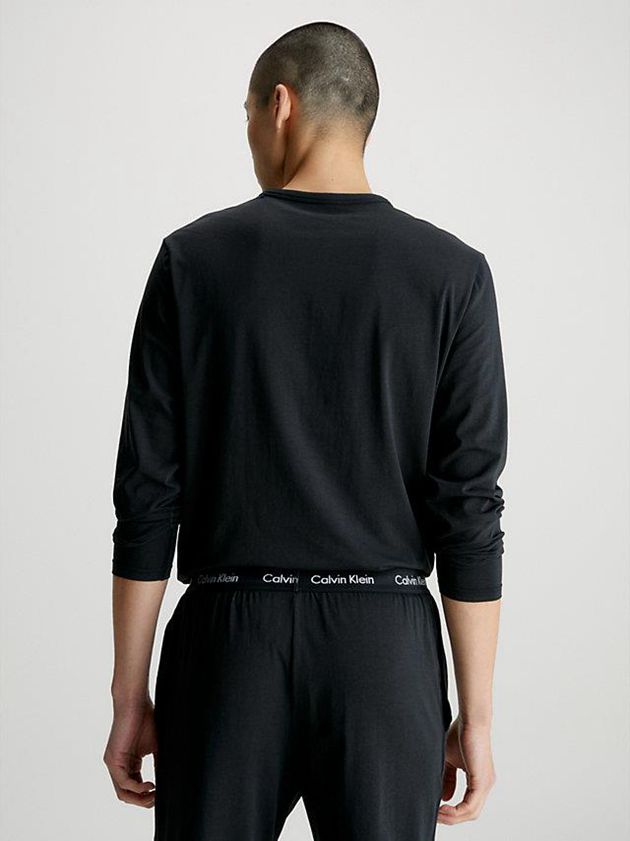 Black Calvin Klein Long Sleeve Pyjama - Cotton Stretch Men Top | XMUZ-70638