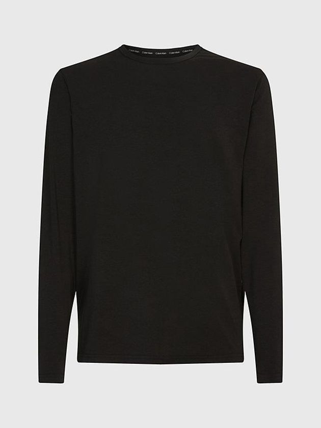 Black Calvin Klein Long Sleeve Pyjama - Cotton Stretch Men Top | XMUZ-70638