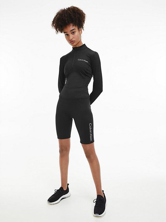 Black Calvin Klein Long Sleeve Technical Women Top | HVPJ-48723