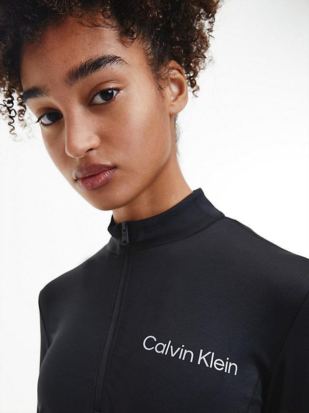 Black Calvin Klein Long Sleeve Technical Women Top | HVPJ-48723