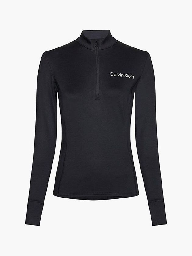 Black Calvin Klein Long Sleeve Technical Women Top | HVPJ-48723