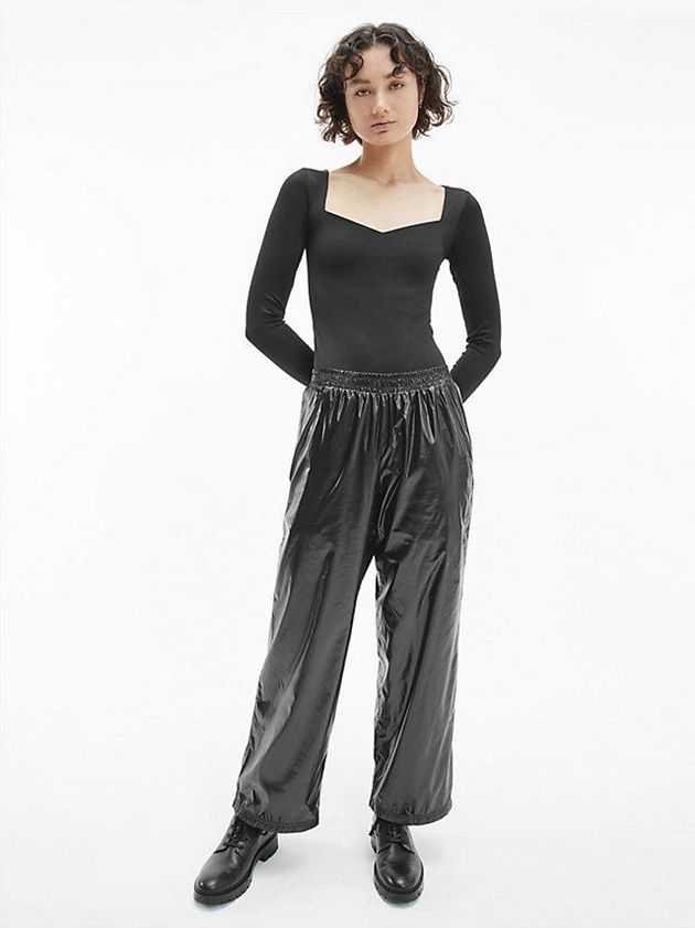 Black Calvin Klein Long Sleeve Women Bodysuit | YQTN-64201