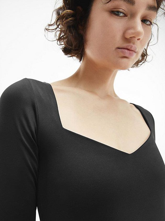 Black Calvin Klein Long Sleeve Women Bodysuit | YQTN-64201