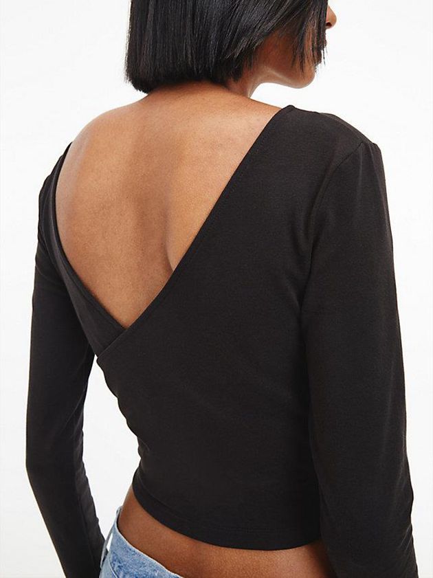 Black Calvin Klein Long Sleeve Wrap Women Top | WFMQ-70948