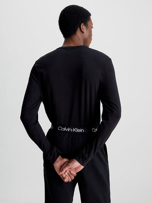 Black Calvin Klein Lounge Long-Sleeve - Modern Structure Men T-Shirt | GNJR-27940