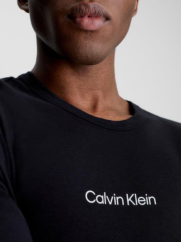 Black Calvin Klein Lounge Long-Sleeve - Modern Structure Men T-Shirt | GNJR-27940