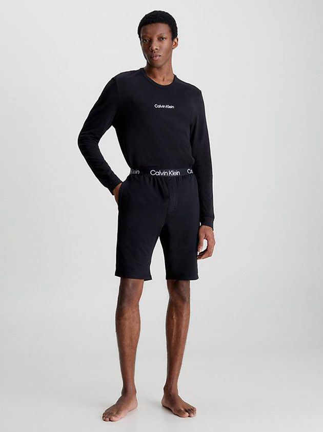 Black Calvin Klein Lounge Long-Sleeve - Modern Structure Men T-Shirt | GNJR-27940
