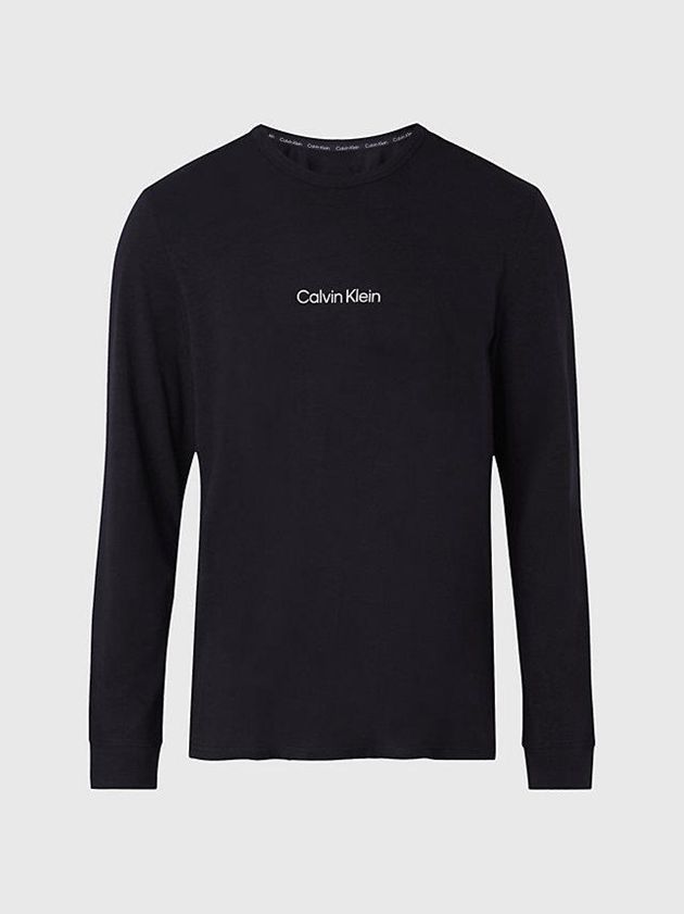 Black Calvin Klein Lounge Long-Sleeve - Modern Structure Men T-Shirt | GNJR-27940
