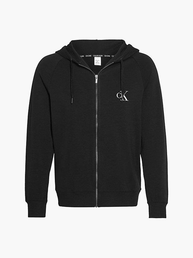 Black Calvin Klein Lounge Zip Up - CK One Men Hoodie | ADSN-98574